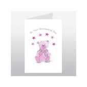 Pink Teddy Christening Card